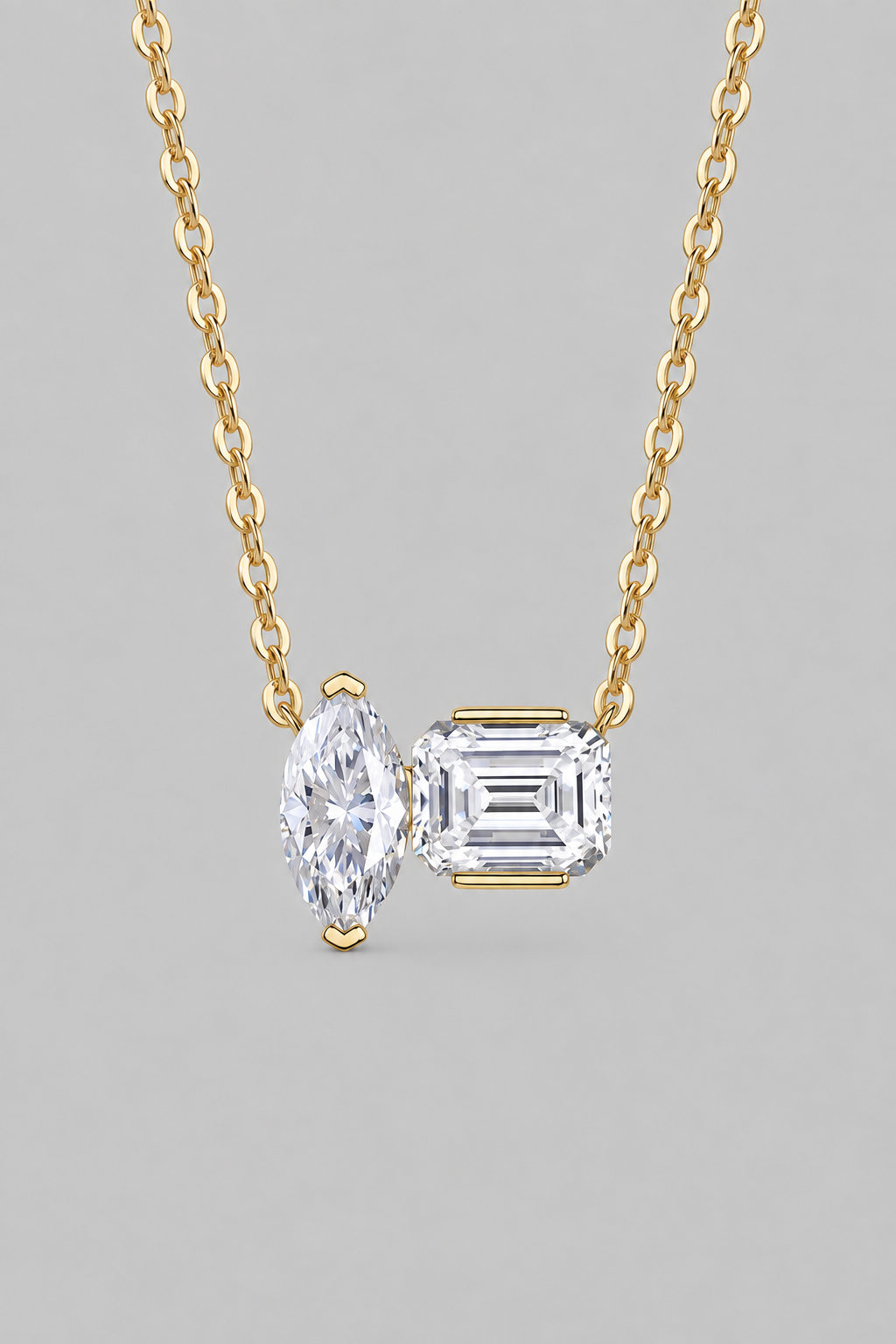 Duo Marquise & Emerald Necklace